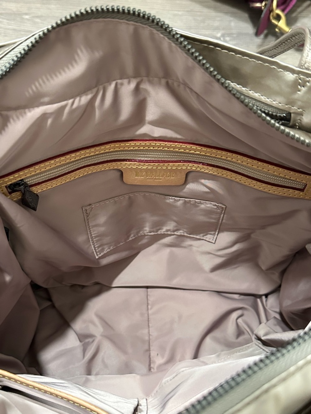 MZ Wallace Metallic Pewter Quilted Tote with Detachable Strap - Picture 7 of 8